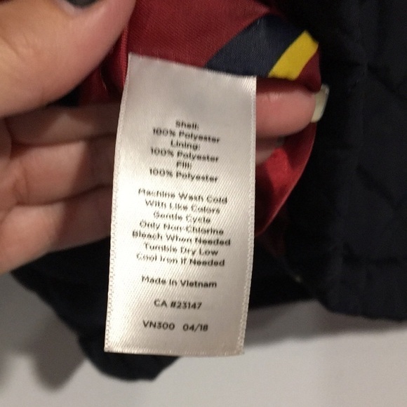 Talbots Petite Quilted black jacket w/ red piping full zip satin lined Sz Large - Picture 7 of 8